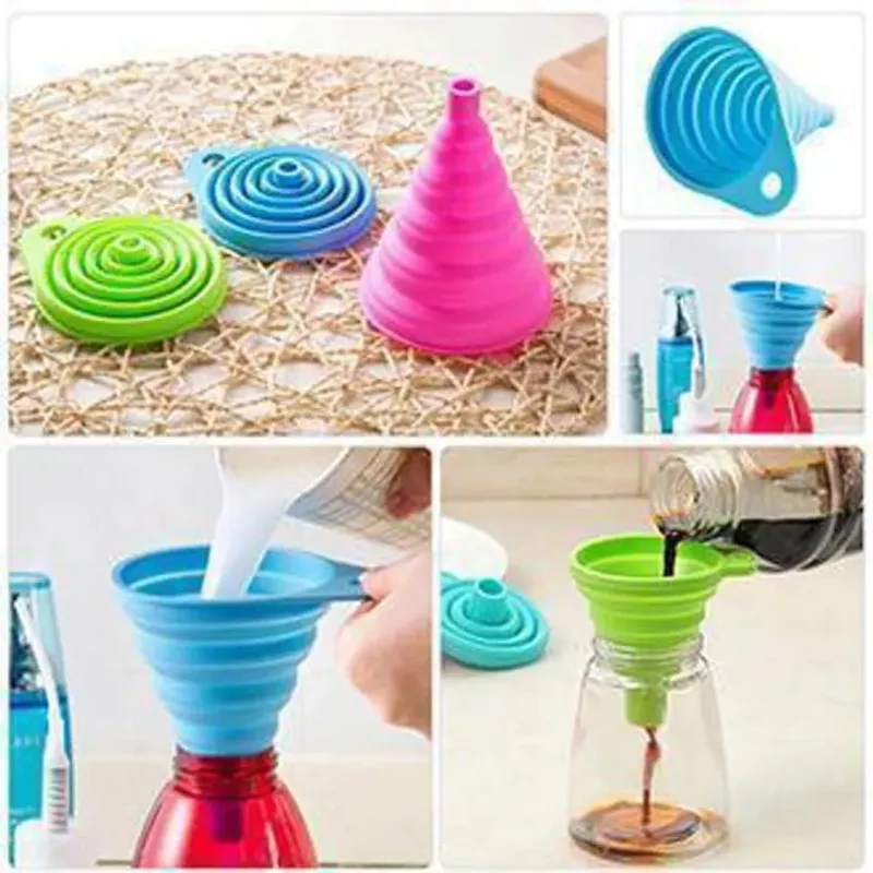 Mini Foldable Silicone Funnel | Food Grade Collapsible Oil, Water & Liquid Funnel