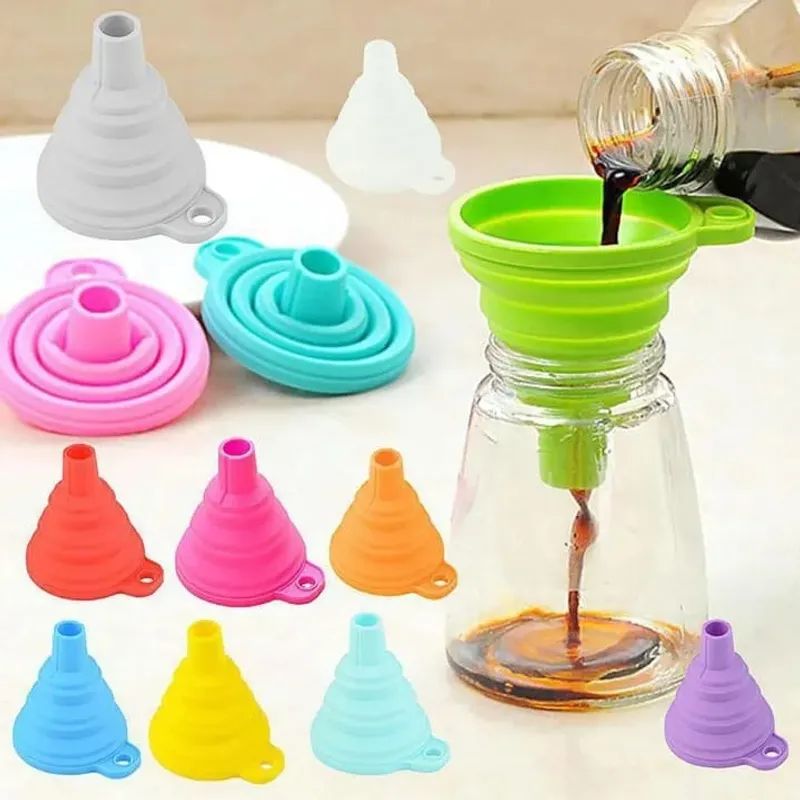 Mini Foldable Silicone Funnel | Food Grade Collapsible Oil, Water & Liquid Funnel
