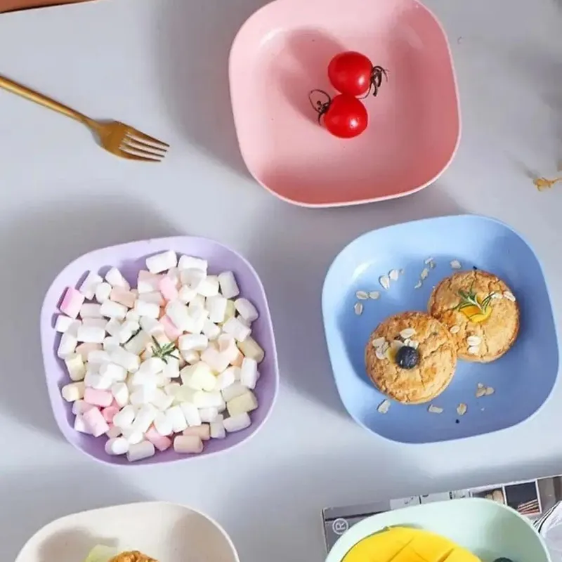 10PCS Plastic Reusable Food Plates Set with Storage Stand | Snack, Breakfast & Dinner Plates