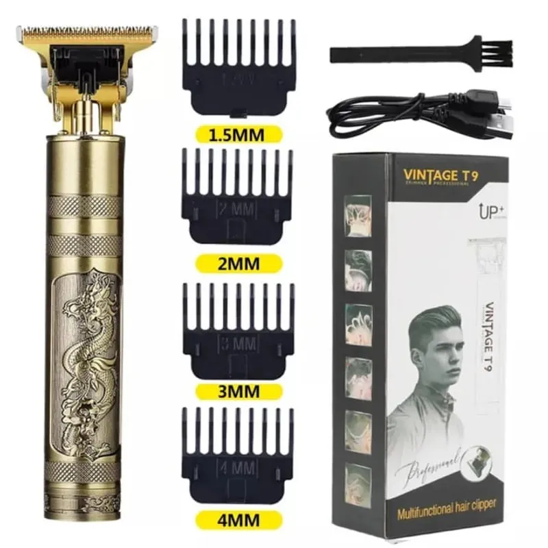 T9 Vintage Professional Hair Trimmer | Rechargeable Beard Trimmer, Hair Clipper & Zero Gap Styler