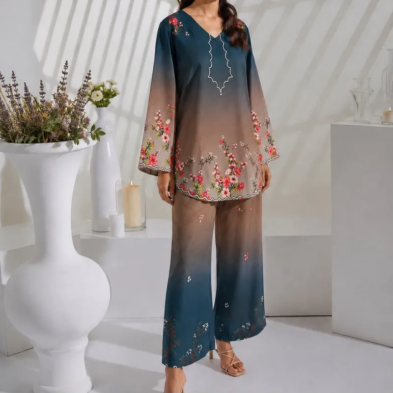 Women's Digital Printed Cord Set