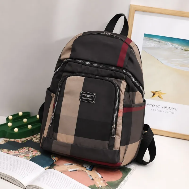 Imported Burberry Print College Backpack for Girls