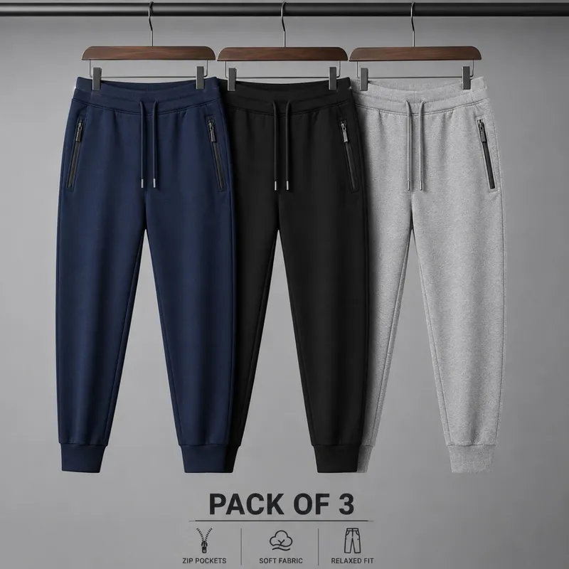 Men’s Pack of 3 Cotton Jersey Trousers