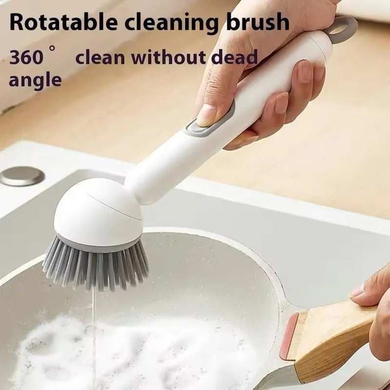 360° Rotating Dish Cleaning Brush with Soap Dispenser