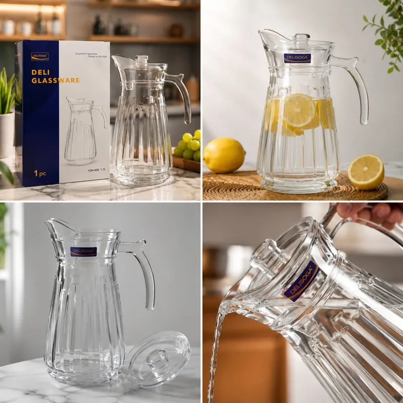 Delisoga 1.7L Glass Jug with Clear Lid – YZH-43C