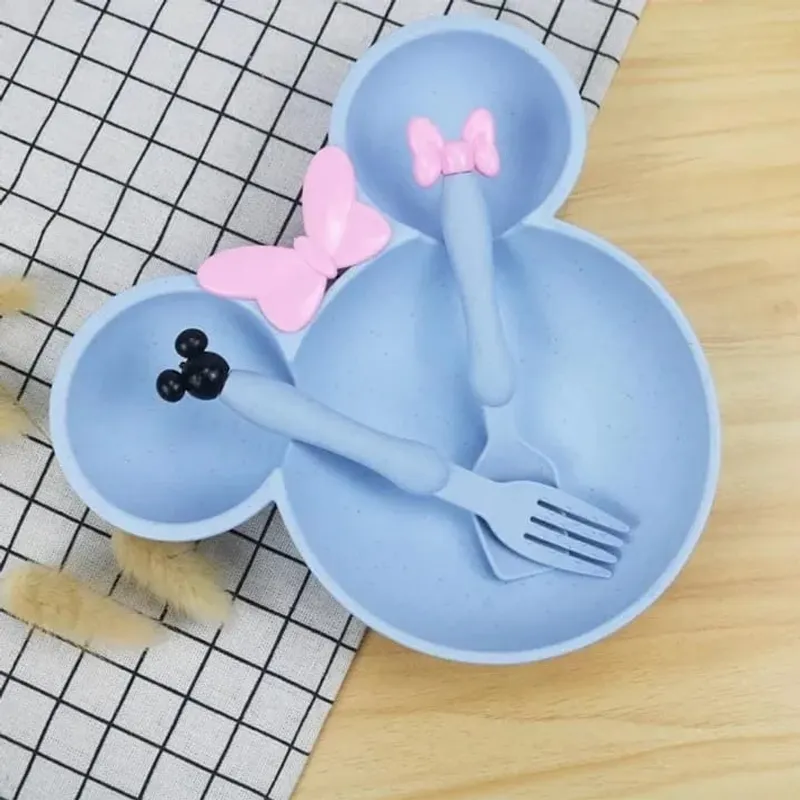 Butterfly Shaped Kids Plate Set – 3 Pcs Plate & Spoon Set