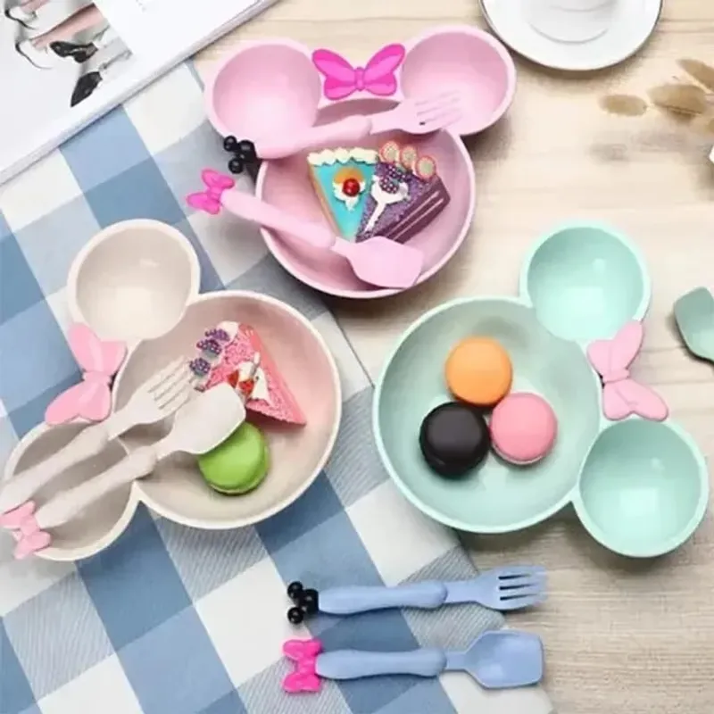 Butterfly Shaped Kids Plate Set – 3 Pcs Plate & Spoon Set