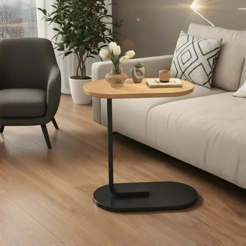 Oval Shaped C-Shaped Sofa Side Table