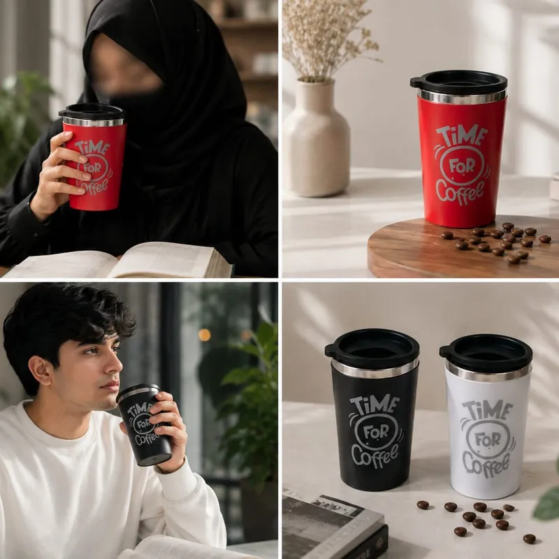 Stainless Steel Coffee Mug 450ml with Lid