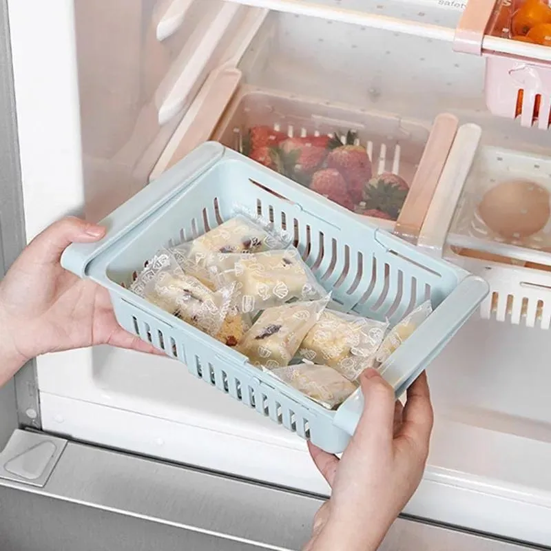 Stretchable Plastic Fridge Basket – Mix/Random Colour
