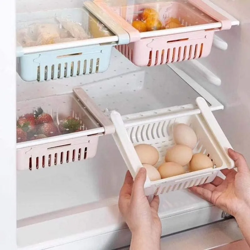 Stretchable Plastic Fridge Basket – Mix/Random Colour