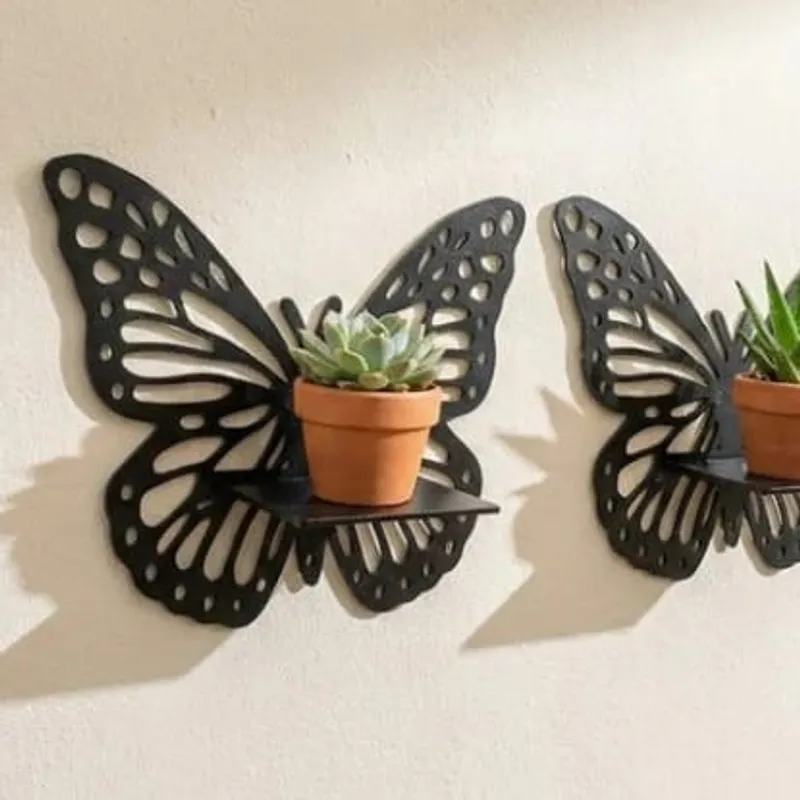Luxury Wooden Butterfly Wall Frames – Set of 3 | Black