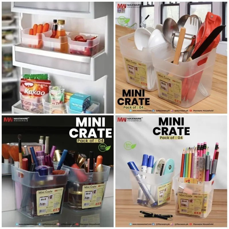 Maxware Household Mini Crate – Pack of 4