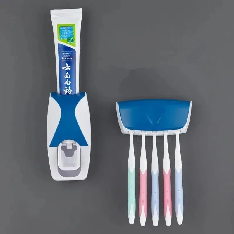 Automatic Toothpaste Dispenser with Toothbrush Holder & Organizer Set