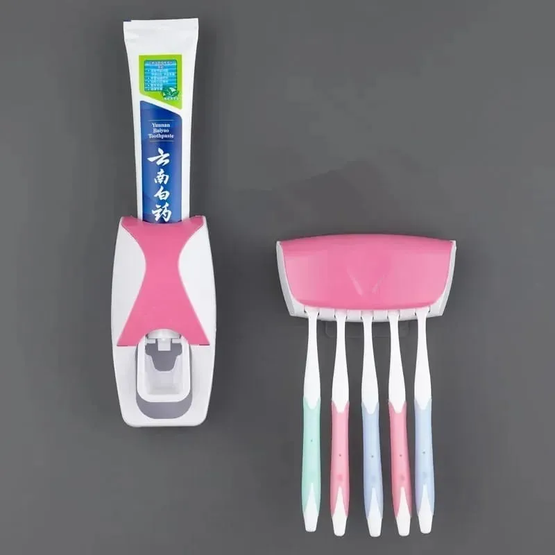 Automatic Toothpaste Dispenser with Toothbrush Holder & Organizer Set