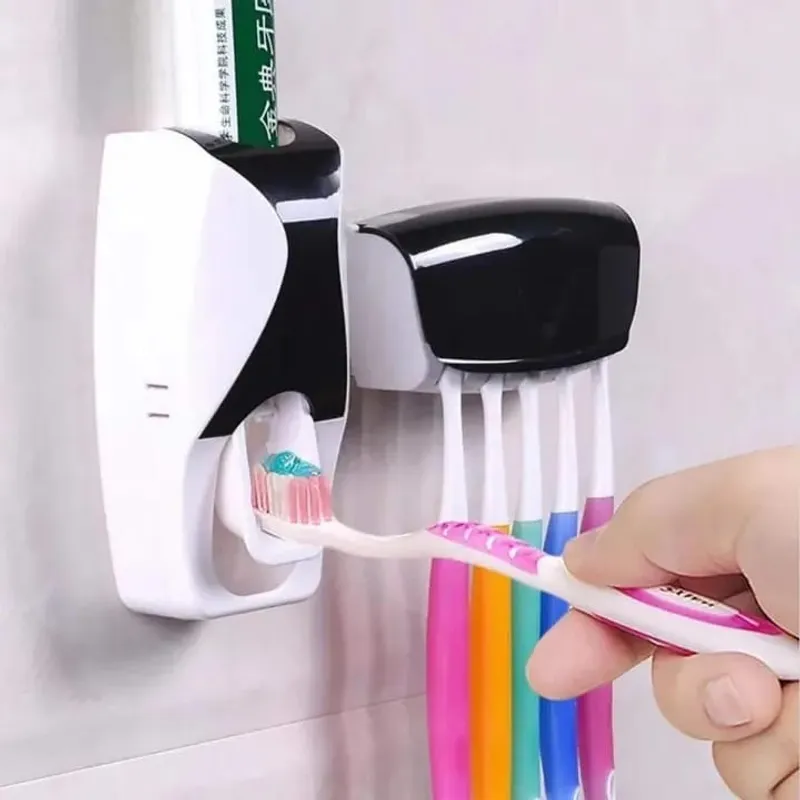 Automatic Toothpaste Dispenser with Toothbrush Holder & Organizer Set
