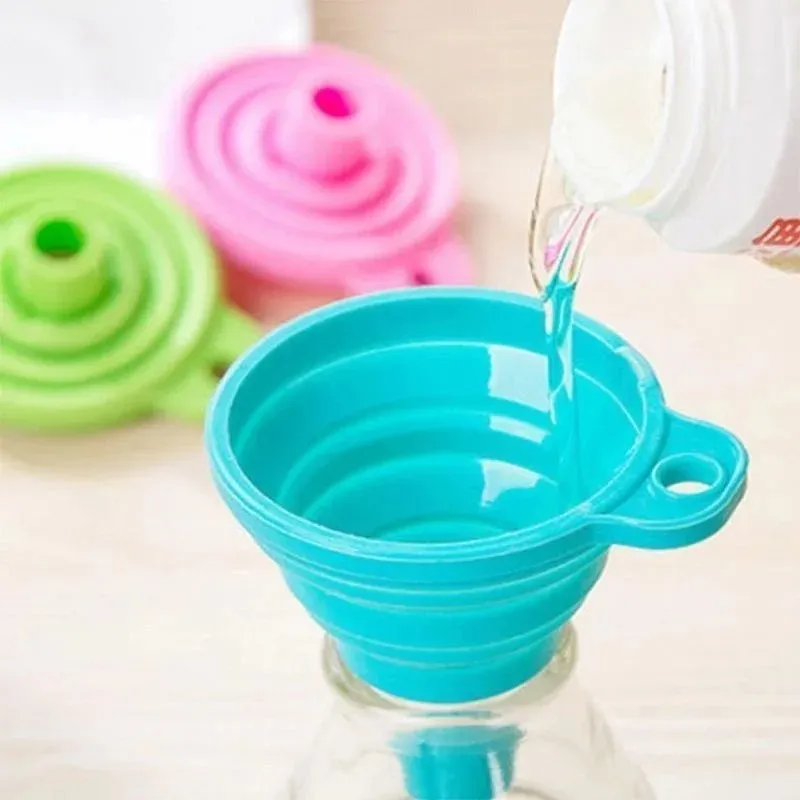 Mini Foldable Silicone Funnel | Food Grade Collapsible Oil, Water & Liquid Funnel