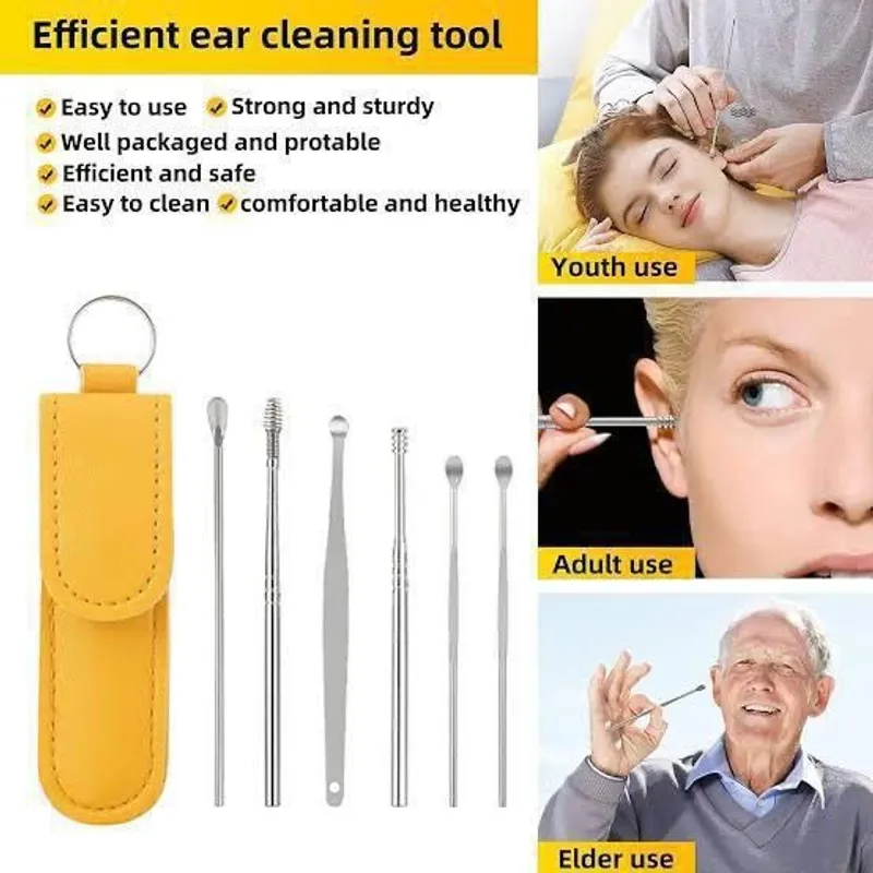 6 Pcs Stainless Steel Ear Cleaning Tool Set with Storage Case | Reusable Ear Wax Removal Kit