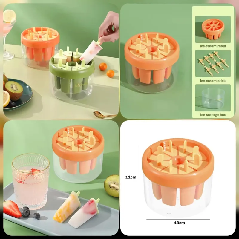 Ice Cream Popsicle Maker with Reusable Sticks