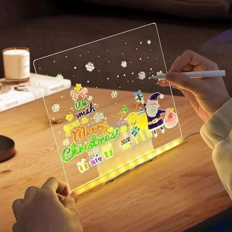 LED Acrylic Message Board – Big Size with 12 Colour Pens & Stand