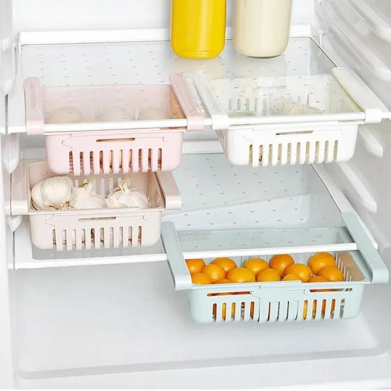 Stretchable Plastic Fridge Basket – Mix/Random Colour